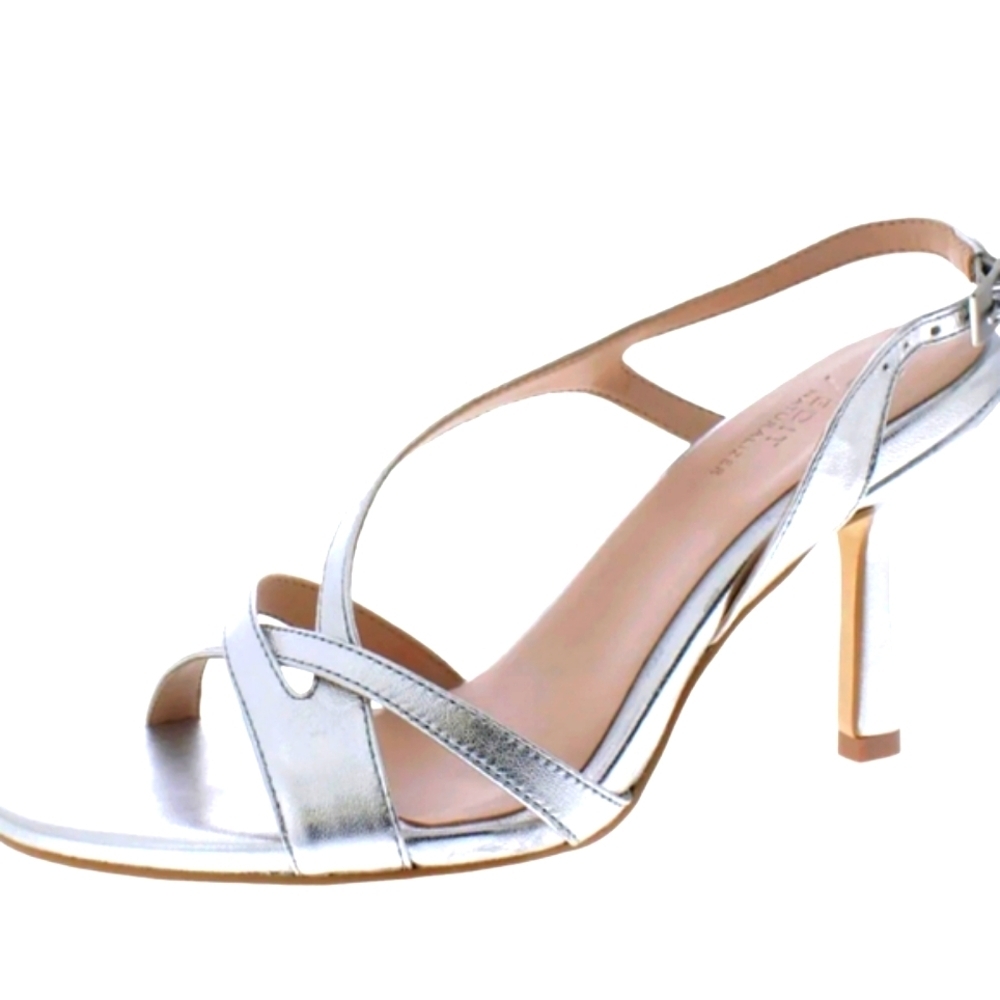 27 Edit Vanity Silver Leather Strappy Heels...Size 9